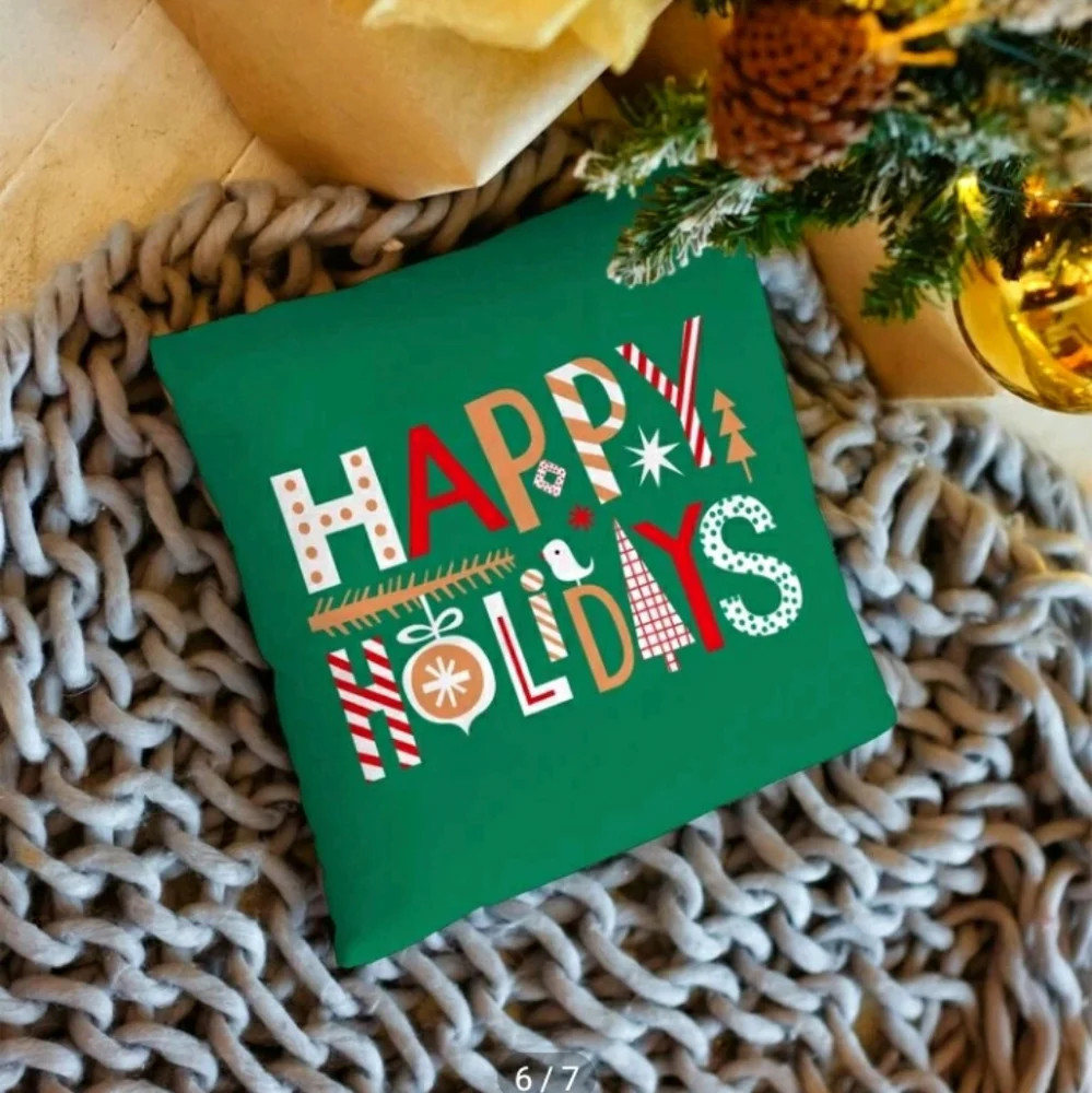 NIP Christmas Slogan Graphic Pillow Cover 17.7 By 17.7